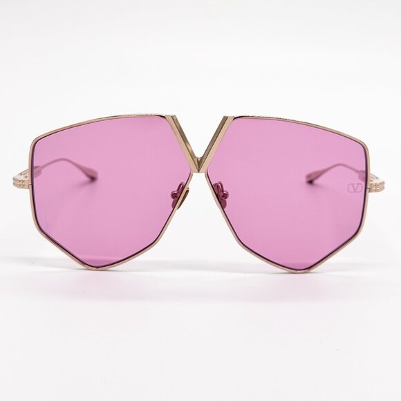NEW VALENTINO V-HEXAGON VLS-115C WOMEN PINK TITANIUM SUNGLASSES VALENTINO - Picture 1 of 12